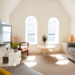 Seafront apartment living room