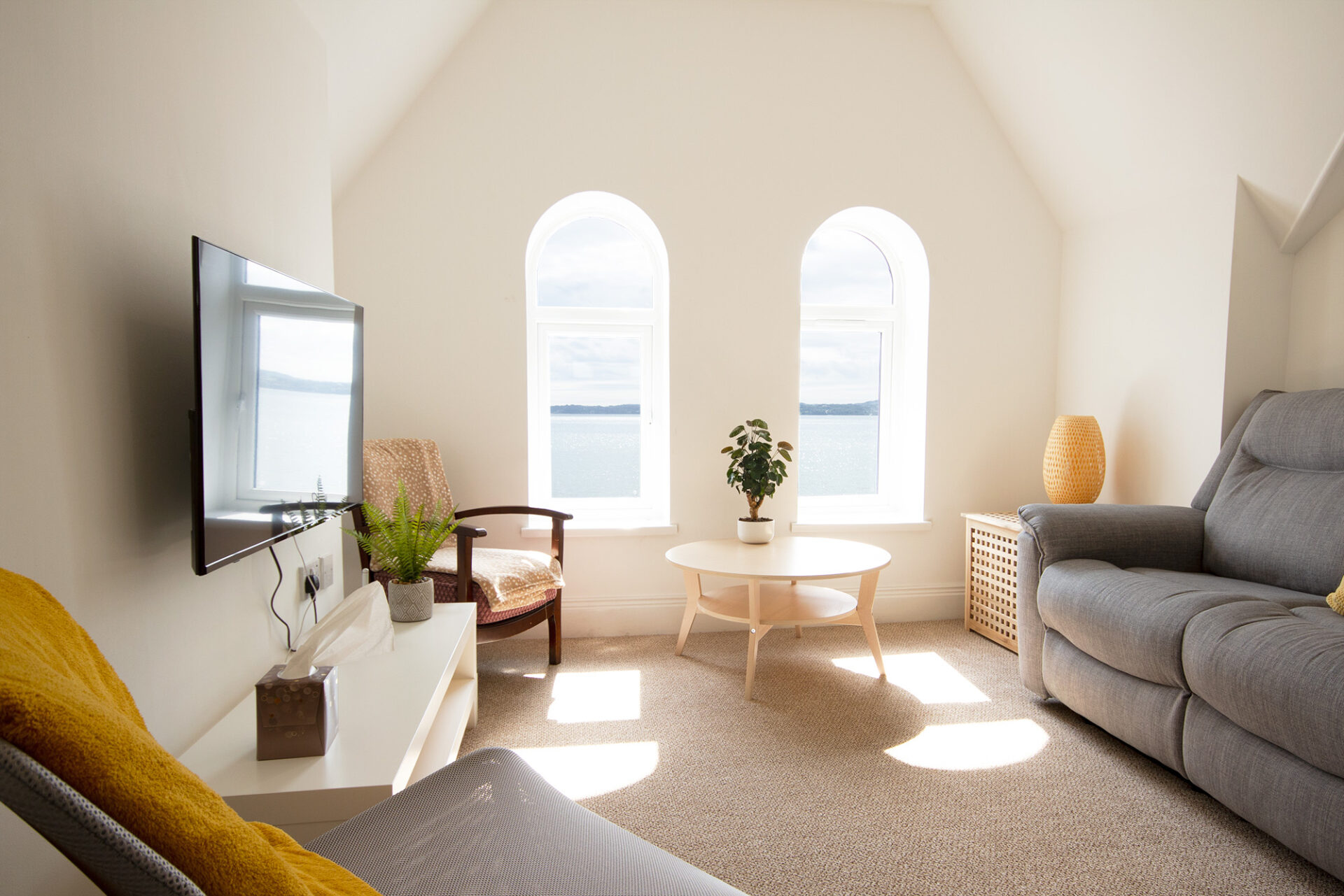 Seafront apartment living room